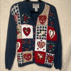 Heirloom Collectibles Women's Heart Patterned Sweater XL